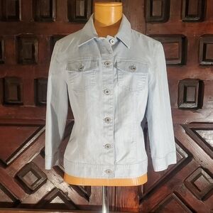 Chico's Light Blue Denim Jacket with Button Front